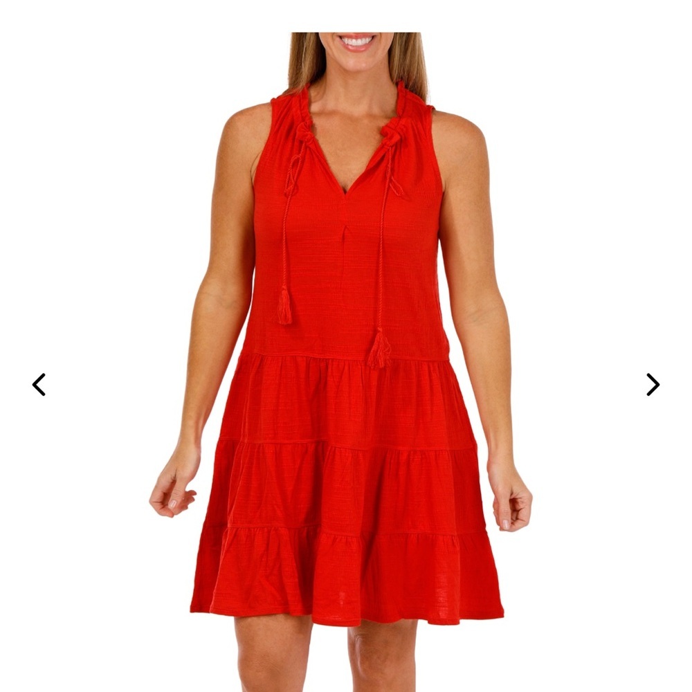 Max Studio Sleeveless Tiered Dress Red Size L